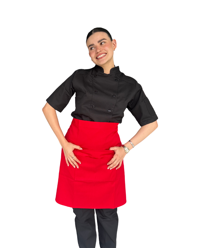 [R92302-600-M] zittro Medio mandil delantal chef Rojo. R92351-660