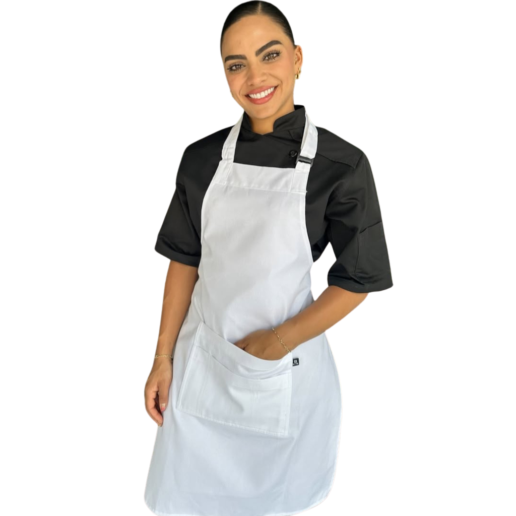 [R92301-100] zittro Mandil delantal chef Básico 4B Blanco. R92301-100 UNI