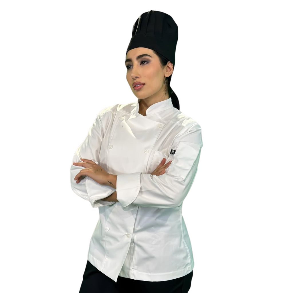 [R90203-100 ECH] zittro Filipina Chef Mujer Blanco Liso (ECH)